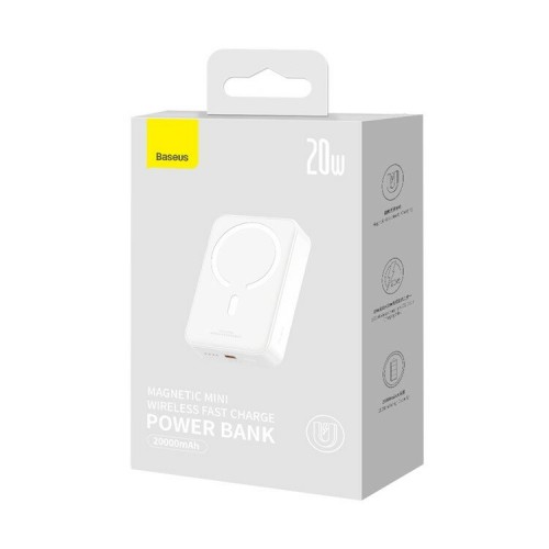 Портативный аккумулятор Baseus Magnetic Mini Wireless Fast Charge Power Bank 20000mAh 20W (белый) 6