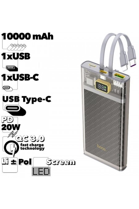 Портативный аккумулятор Hoco J104 discovery edition 22.5W fully compatible with cable 10000mAh (серый) 1