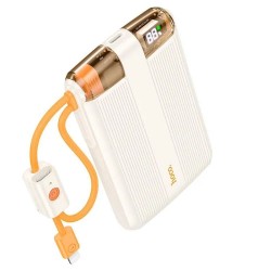 Портативный аккумулятор Hoco J127 Mecha dual PD20W With cable and Digital Display mini 10000mAh (белый)