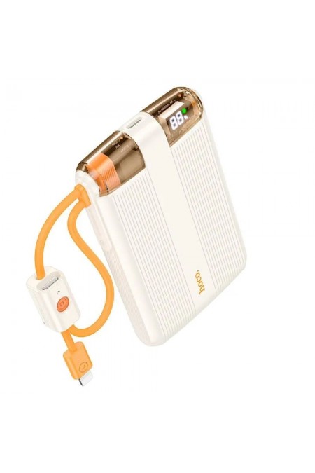 Портативный аккумулятор Hoco J127 Mecha dual PD20W With cable and Digital Display mini 10000mAh (белый) 1