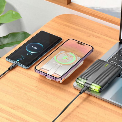 Портативный аккумулятор Hoco J127 Mecha dual PD20W With cable and Digital Display mini 10000mAh (черный) 3