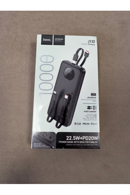 Портативный аккумулятор Hoco J132 Sabio 22.5W+PD20W fully compatible power bank with 3 cables 10000mAh (черный) 3