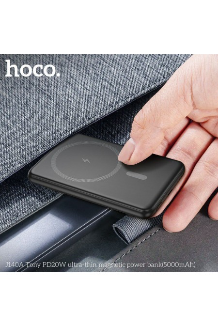 Портативный аккумулятор Hoco J140A Tony PD20W ultra-thin magnetic 5000mAh (черный) 1