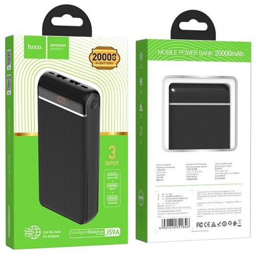 Портативный аккумулятор Hoco J59A Famous mobile 20000mAh (черный) 5