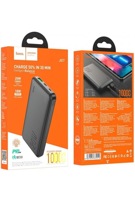 Портативный аккумулятор Hoco J87 Tacker PD20W+QC3.0 10000 mAh (6931474761019) (черный) 9