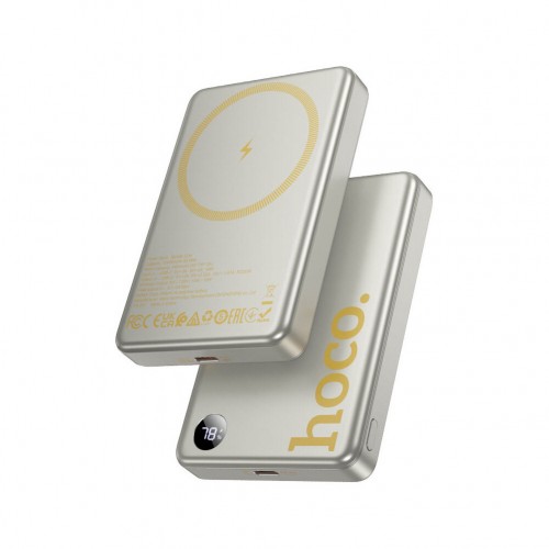 Портативный аккумулятор Hoco Q34 Clever PD20W magnetic fast charging with digital display 10000mAh (золотой титан) 1
