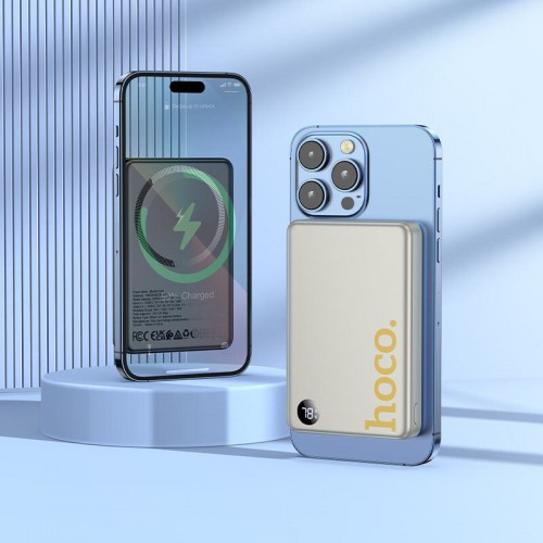 Портативный аккумулятор Hoco Q34 Clever PD20W magnetic fast charging with digital display 10000mAh (золотой титан) 7