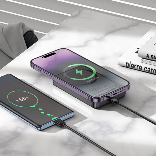 Портативный аккумулятор Hoco Q34 Clever PD20W magnetic fast charging with digital display 10000mAh (золотой титан) 9