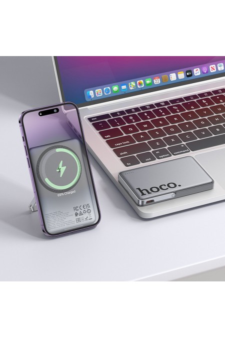 Портативный аккумулятор Hoco Q36 Sunlight PD20W magnetic suction+holder 5000mAh (серый металлик) 6