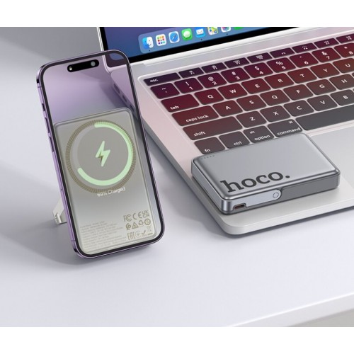 Портативный аккумулятор Hoco Q36A Sunlight PD20W magnetic suction+holder 10000mAh (серый металлик) 3