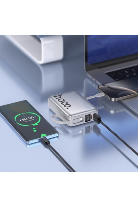 Портативный аккумулятор Hoco Q39 Eminente 22.5W+PD20WC Power bank with cable 20000mAh (металлический серый) 3