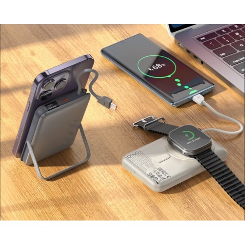 Портативный аккумулятор Hoco Q43 Clever dual PD20W with cable+watch charger+holder 10000mAh (серебристый) 2