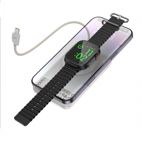 Портативный аккумулятор Hoco Q43 Clever dual PD20W with cable+watch charger+holder 10000mAh (серебристый) 4