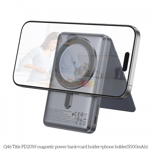 Портативный аккумулятор Hoco Q46 Title PD20W magnetic +card holder+phone holder 5000mAh (серый) 1