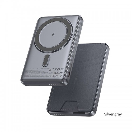 Портативный аккумулятор Hoco Q46 Title PD20W magnetic +card holder+phone holder 5000mAh (серый) 3