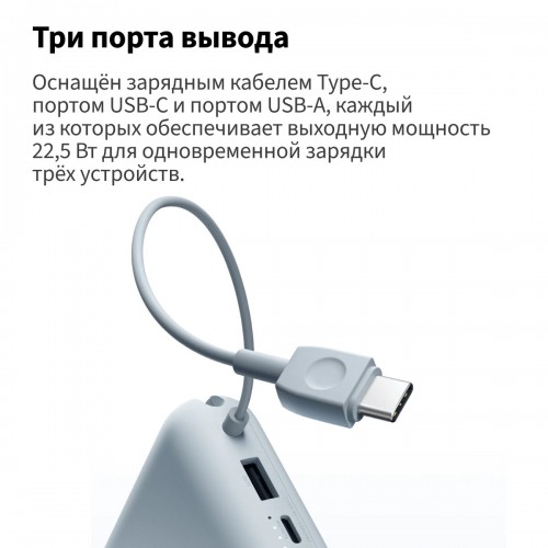 Портативный аккумулятор Xiaomi Power Bank 10000mAh (встроенный кабель) (BHR9072GL) (бежевый) 4