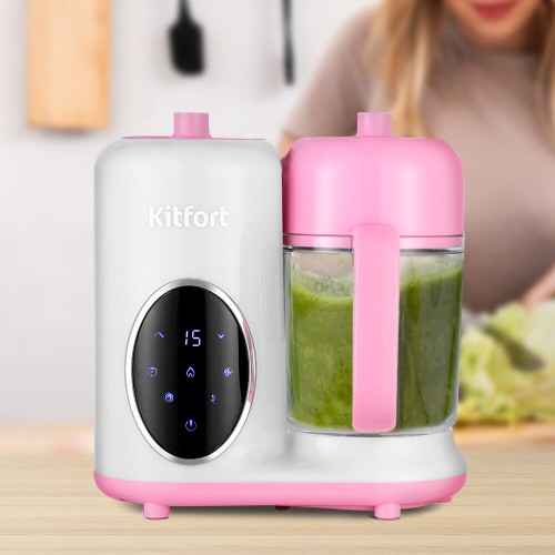 Блендер-пароварка Kitfort КТ-2326-1 (белый/розовый) 1