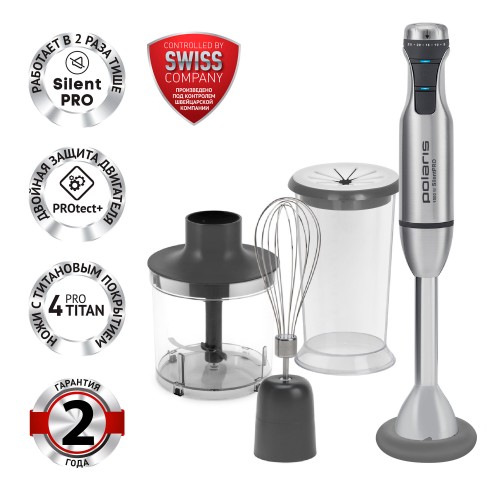 Погружной блендер Polaris PHB 1591L Silent (серебристый/черный) 