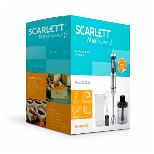 Погружной блендер Scarlett SC-HB42F40 (серебристый/черный) 6