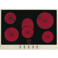 Электрическая варочная панель Smeg P875PO (черный/рамка кремовая/фурнитура латунная)
