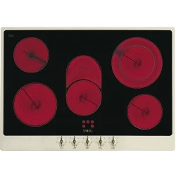 Электрическая варочная панель Smeg P875PO (черный/рамка кремовая/фурнитура латунная)