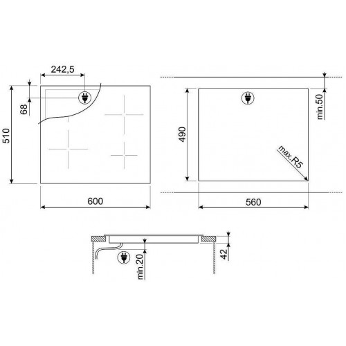 Электрическая варочная панель Smeg SE263TD1 (черный) 3