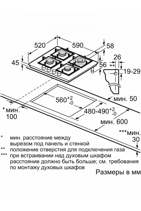 Газовая варочная панель Bosch PPP6A2I40R (белый) 1