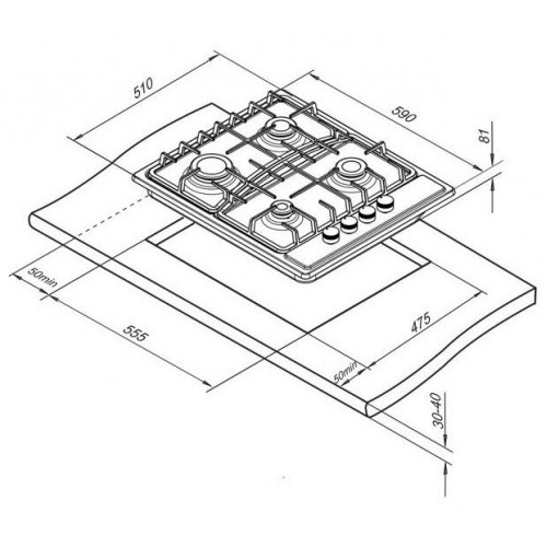 Газовая варочная панель DARINA T1 BGM341 12 X (серебристый) 1