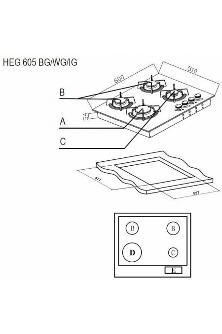 Газовая варочная панель Evelux HEG 605 BG (черный) 2