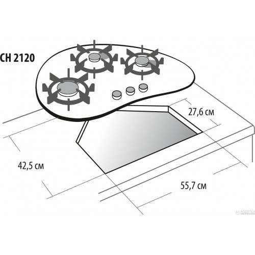 Газовая варочная панель GEFEST СН 2120 К6 (белый) 3
