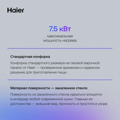 Газовая варочная панель Haier HHX-G64CNB (черный) 3