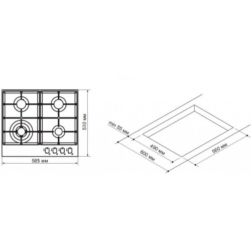 Газовая варочная панель Korting HG 665 CTX (серебристый) 1
