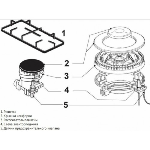 Газовая варочная панель Korting HG 674 CTCN (черный) 6