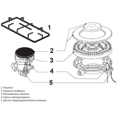 Газовая варочная панель Korting HGG 3825 CN (черный) 1