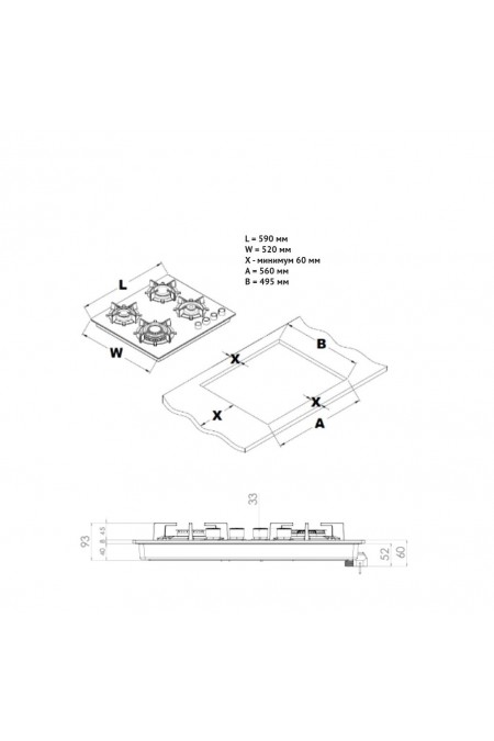 Газовая варочная панель Korting HGG 6420 CN (черный) 2