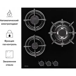 Газовая варочная панель Krona FIERO 45 BL (черный)