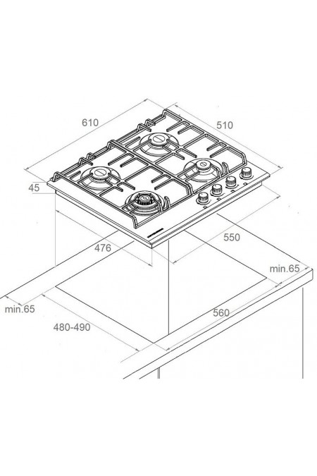 Газовая варочная панель Kuppersberg FG 63 W (белый) 1