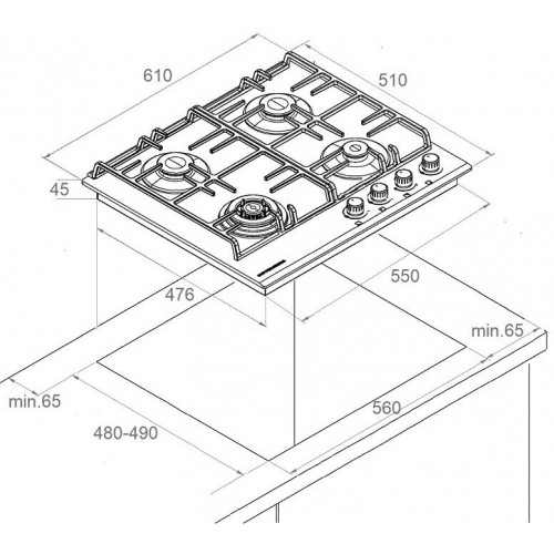 Газовая варочная панель Kuppersberg FG 63 W (белый) 1