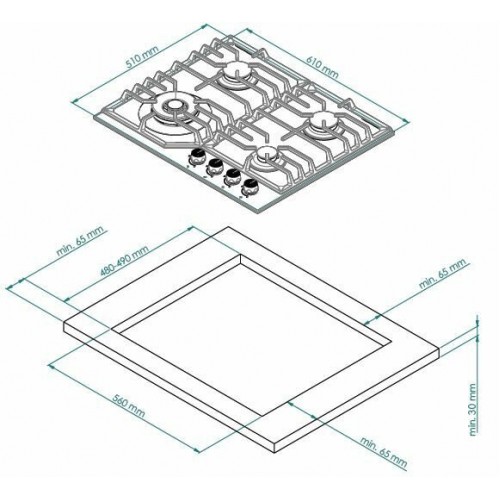 Газовая варочная панель Kuppersberg FS 610 Ant Bronze (черный) 2