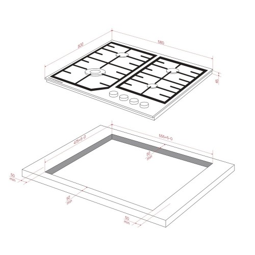 Газовая варочная панель Kuppersberg FS 66 B (черный) 4