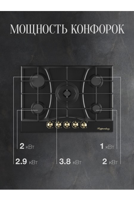 Газовая варочная панель Kuppersberg FS 710 Ant Bronze (черный) 4