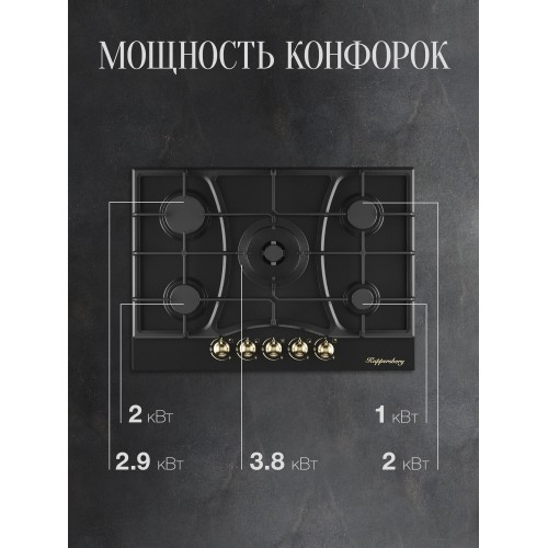 Газовая варочная панель Kuppersberg FS 710 Ant Bronze (черный) 4