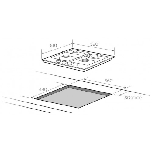 Газовая варочная панель Midea MG643TGB (черный) 2