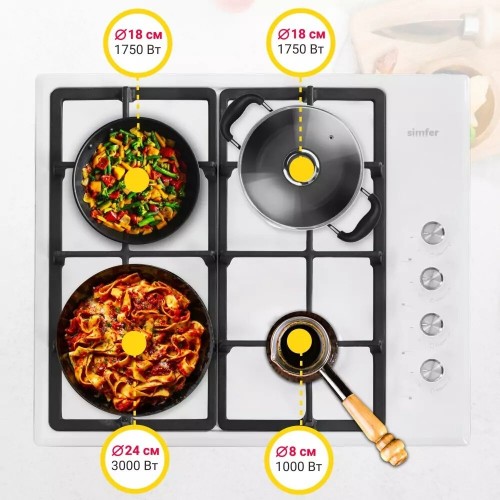 Газовая варочная панель Simfer H60Q40W416 (белый) 7