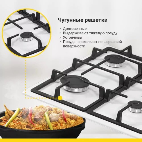 Газовая варочная панель Simfer H60Q40W416 (белый) 9