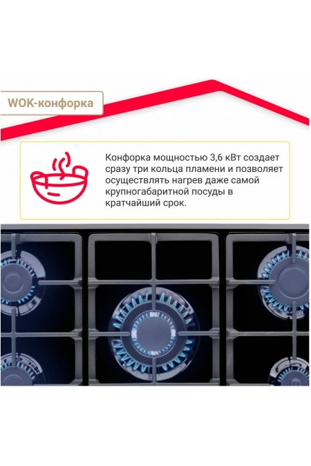 Газовая варочная панель Simfer H90W51B572 (черный) 7