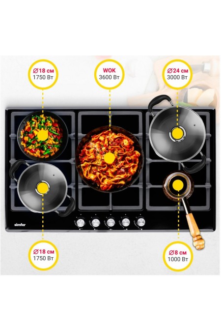Газовая варочная панель Simfer H90W51B572 (черный) 8