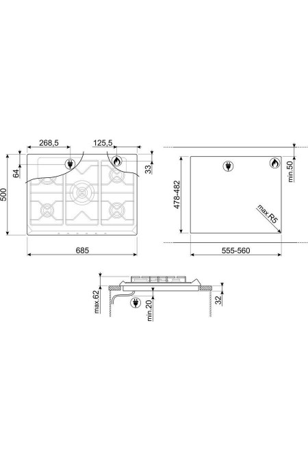 Газовая варочная панель Smeg SR975PGH (бежевый) 1
