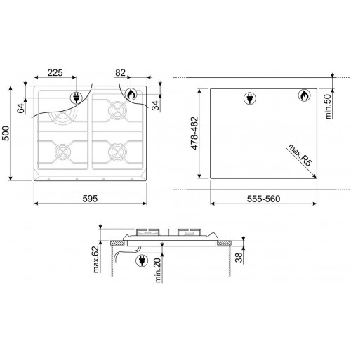 Газовая варочная панель Smeg SRV864AOGH (черный) 3
