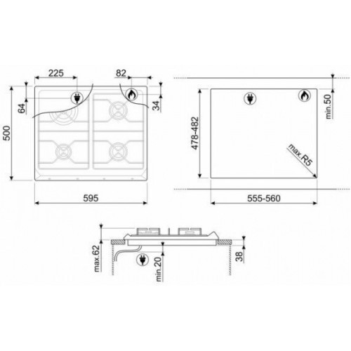 Газовая варочная панель Smeg SRV864AOGH (черный) 6